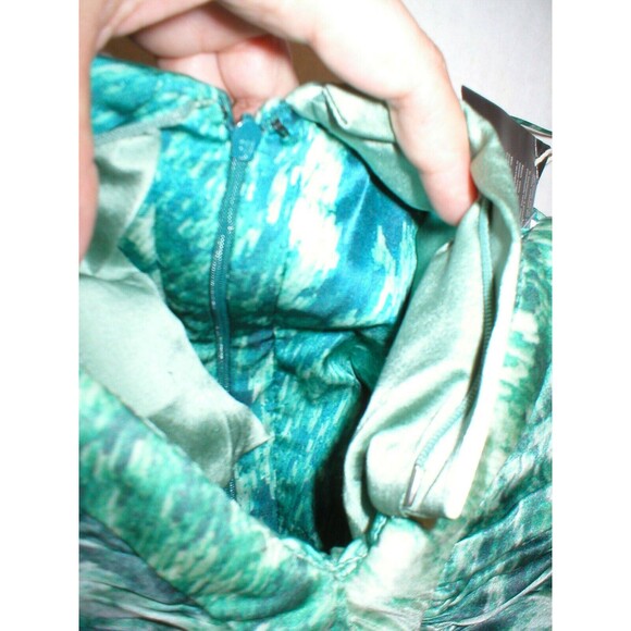 New 38 Carlos Miele Womens 4 Silk Runway Gown Dress Strapless Silk Green Snake - Picture 9 of 13